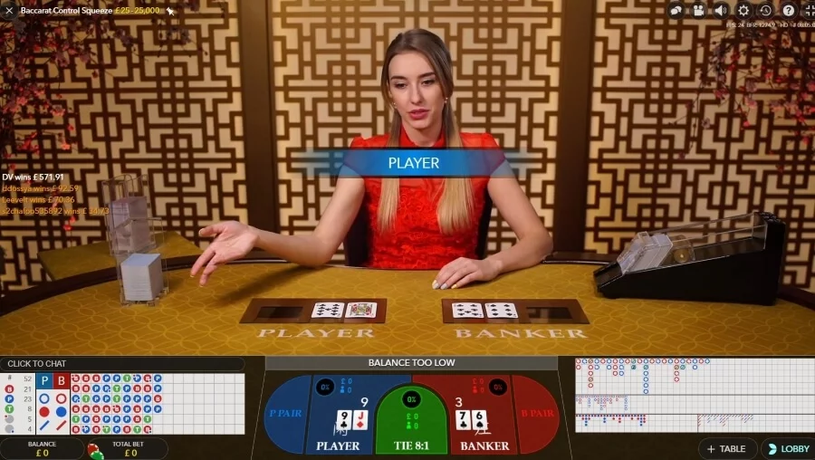 Играйте в Live Baccarat Squeeze